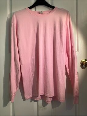 Fruit of the Loom Men's Long Sleeve Crewneck Shirt - Pastel Pink